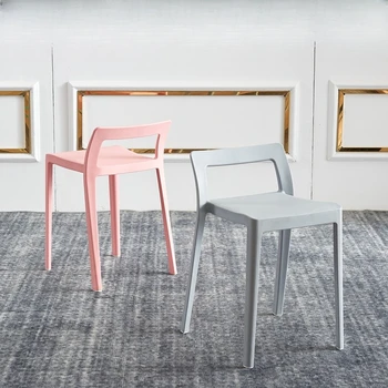 Açık İskandinav Yemek Sandalyesi Accent Mutfak Kalınlaşmış Plastik Geri Ev Masası Tabure Modern Salon Restoran Cadeira Mobilya WKDC