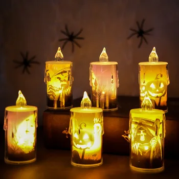 Cadılar bayramı LED mum ışıkları korku hayalet kabak kale Cadılar bayramı partisi dekorasyon Asılı ev korku sahne açık Süsler