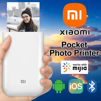 Orijinal YENİ Taşınabilir Mini Xiaomi Mijia Cep Yazıcı Fotoğraf Renkli Baskı 300 DPI Kendinden yapışkanlı ÇİNKO kablosuz bluetooth AR Video