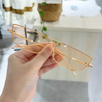 Retro tonları bayanlar gözlük UV400 koruma küçük çerçeve kedi göz güneş gözlüğü Metal güneş gözlüğü