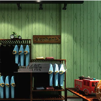 High-end Yeşil Serisi Amerikan Retro Tarzı Lüks Ahşap Doku Giyim Mağazası, Restoran ve Yatak Odası Duvar Kağıdı