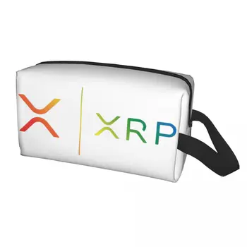 Dalgalanma XRP Gökkuşağı Dalgalanma Logo kozmetik çantası Kadın Moda Büyük Kapasiteli Bitcoin Kripto Makyaj Çantası Güzellik Depolama makyaj çantaları