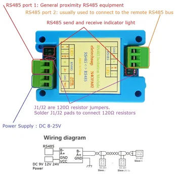 3KV RS485 Aktif İzolatör Sinyal Tekrarlayıcı 150KBPS Adaptif Baud Hızı Veri Biti Paritesi StopBit Güçlendirici Amplifikatör