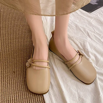 Sonbahar Yeni Sığ Flats Bale Dans Ayakkabıları Çiçek 2023 Lüks moda Elbise Yürüyüş Kare Ayak Rahat Kadın Ayakkabı Sığ
