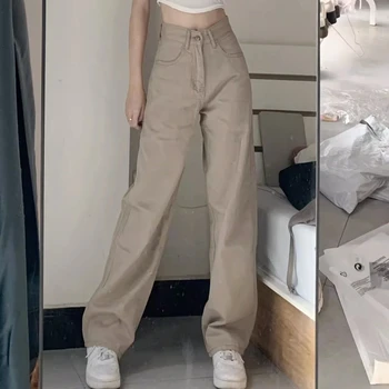 Y2K Kot Kadın Kpop Japon haki Vintage 90s Pantolon Kore Moda Denim Pantolon Yüksek Bel Sıska Elbise Streetwear Kadın