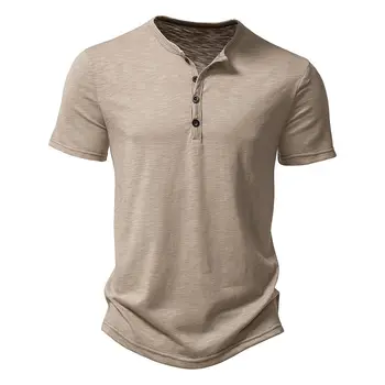 2023 Moda Yumuşak Yaz Yeni erkek Şantuk Pamuklu Rahat İş Katı Kısa Kollu Üst T-shirt