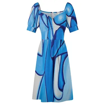 Yeni Mavi Kolsuz Elbise Kadın elbiseleri yaz elbisesi kadın yaz yaz elbisesi bayan 2023