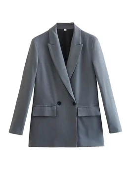 2023 Uzun Blazer Kadın Eril Ofis Blazer Kadın Kruvaze Ceket Kadın bahar uzun kollu elbise Blazers Kadın Ceket