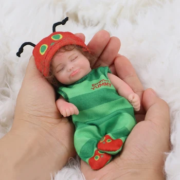 Kıkı bebek Yeniden Doğmuş Bebek Bebek 6 İnç Mini Katı Silikon Bebek Bebek Köklü Saç tırtıl takım elbise ve Aksesuarları