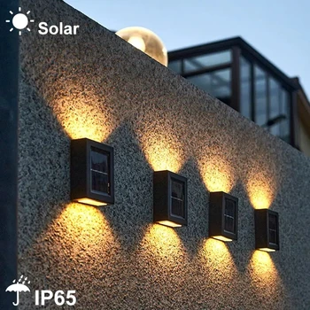 Güneş duvar ışıkları LED su geçirmez açık balkon avlu peyzaj Driveway bahçe dekor lambaları Yard sokak gece atmosfer
