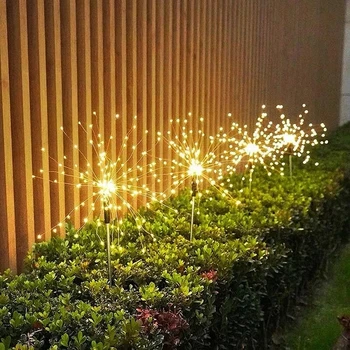 Açık güneş LED havai fişek peri ışıkları bahçe su geçirmez dekorasyon çim lambaları veranda yolu parti noel düğün dekor