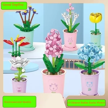 Çiçek Buketi Pot çocuk Bulmaca Oyuncaklar Gül Bulmaca Blokları Yaratıcı Model çiçek Buketi yapı kiti Dıy Oyuncaklar kız Hediyeler İçin