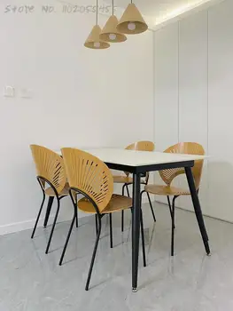 İskandinav retro kabuk sandalye modern minimalist katı ahşap yemek sandalyesi süt çay kahve dükkanı güneş sandalye yatak odası makyaj dışkı