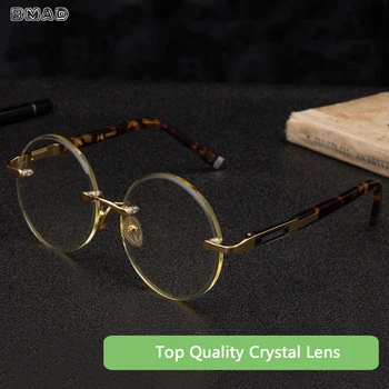 Doğal Kristal Taş Lens güneş gözlüğü Kadın Çerçevesiz Yuvarlak Güneş Gözlüğü Adam Sürücü Shades UV400 Anti Göz Kuru Anti Scratch