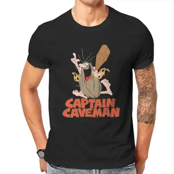 Komik Kaptan Mağara Adamı Karikatür T-Shirt Erkekler için Yuvarlak Yaka %100 % Pamuklu T Shirt Kısa Kollu Tees Baskılı Giyim