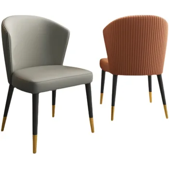 Işık lüks yemek sandalyesi katı ahşap Modern sandalye basit masa deri eğlence tasarımcı Sillas Para Comedor ev mobilyaları