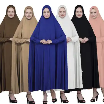 Dubai Elastik Tek Parça Giyim İslam Fransız Borka Müslüman Giyim Jilbab Namaz Elbise Mütevazı Khimar Başörtüsü Abaya Kadınlar 2023