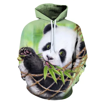 3D Panda Baskı Büyük Boy Hoodies Kadın Erkek Hayvan Rahat Uzun Kollu Gevşek Tişörtü Kadın Harajuku Sokak Kazak Elbise