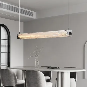Modern Bar düz cam Led kolye ışıkları astar kısılabilir asılı lamba yemek odası parlaklık Luminarias askıya lamba armatürleri