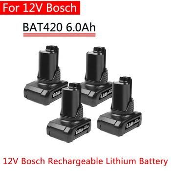 Bosch-batería de iones de litio de 12V, 6.0Ah, batería de repuesto para Bosch BAT411, BAT412, BAT413, BAT414, 10,8 V, herramient