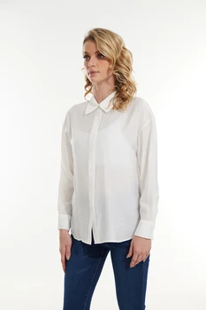 BAHAR SEAON kadın Düğme Aşağı Gömlek Klasik Uzun Kollu Yakalı Üstleri Çalışma Ofisi Şifon Bluz