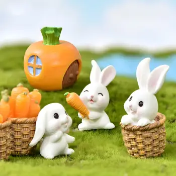 Creativ Reçine Figürler Tavşan Sevimli Tavşan Zanaat Ev bahçe dekorasyonu Bitki Süsleri Manzara DİY Minyatür Tavşan