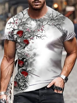 3D Baskılı Erkek Giyim T-Shirt Kısa Kollu Ropa Moda Büyük Boy T Shirt Yuvarlak Boyun Soyut Desen Tasarım Polyester