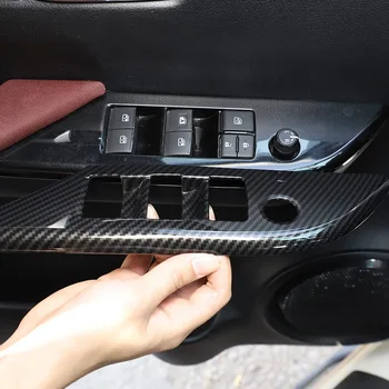 Araba Kapı kol Dayama Pencere anahtarı Paneli Kapak Trim Toyota Hilux 2015 için 2016 2017 2018 2019 2020 2021 (ABS Karbon Fiber)