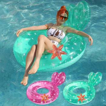 Temizle Mermaid yüzme simidi Tüp şişme oyuncak yüzme simidi İçin Çocuk Çocuk Yetişkin Yüzme Daire Şamandıra Plaj Havuzu Su Ekipmanları