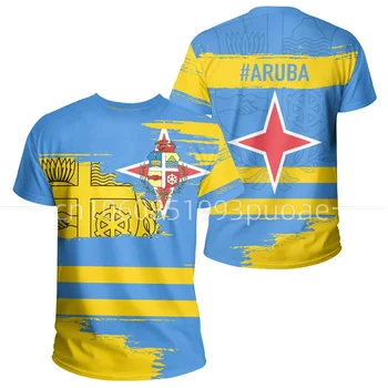 Ilkbahar ve Yaz Yeni Aruba T-shirt dıy Ücretsiz Özel Ad Numarası T-shirt Bayrağı Aruba Üniversitesi Baskı erkek giyim