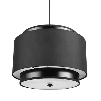 Siyah Keten dış gölge, 91000449 ile mutfak ada LightGlobe elektrik Simon 2-ışık mat Siyah kolye ışık