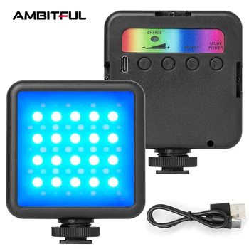 AMBİTFUL RGB Video ışıkları Mini LED kamera ışık 1800mAh şarj edilebilir LED panel lambası fotoğraf Video aydınlatma Youtube Tik tok