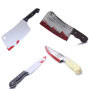 30cm Sahte Kanlı Keskin Bıçak Cadılar Bayramı DIY Cosplay Sahne Dekor Simülasyon Plastik Mutfak Kan Sivri Bıçak Bıçak Parti