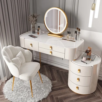Lüks Büyük Ayna makyaj kutusu Çin İskandinav Beyaz Çok Fonksiyonlu Tuvalet Masası Modern Coiffeuse De Chambre Mobilya Yatak Odası