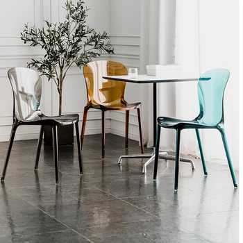 Tasarımcı Oyun İskandinav yemek sandalyeleri Plastik Açık Modern Ergonomik Akrilik yemek sandalyeleri Taht Silla Ev Mobilyaları YR50DR