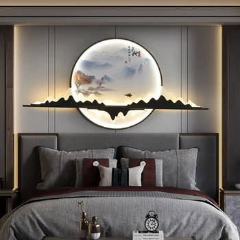 TYLA Modern duvar resmi ışık LED çin yaratıcı dairesel manzara duvar aplik lamba ev oturma yatak odası çalışma