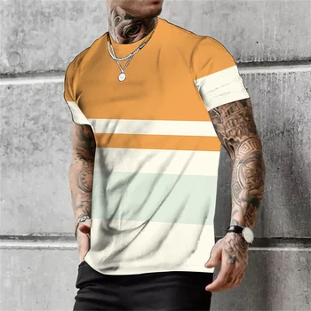 Çizgili Gömlek erkek tişört Vintage Kısa Kollu Ekose Tees Tops 2023 Casual Streetwear Boy Moda Kazak Erkek Giysileri