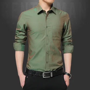 Erkekler için gömlek Kore Moda Şeker Renk Uzun kollu Gömlek Erkek Bahar erkek Düz Renk Rahat Erkek Giyim