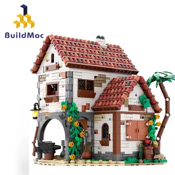 Buildmoc Korsanlar Demirci Evi Kale MOC Seti oyuncak inşaat blokları Çocuklar Çocuklar için Hediyeler Oyuncak 1332 ADET Tuğla 21322