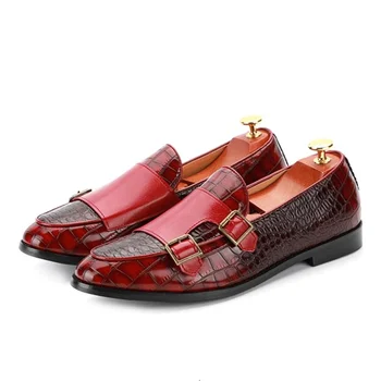 Yeni Erkek deri ayakkabı Rahat Moda Monkshoes Büyük Boy 38-48 Iş Lüks tasarım ayakkabı Flats Loafers 2A