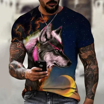 Kurt T Shirt Erkek Yaz Üstleri Vintage Giyim 3D Baskılı Hayvan Tees Kollu Casual O Boyun Büyük Boy T-Shirt Harajuku Kazak