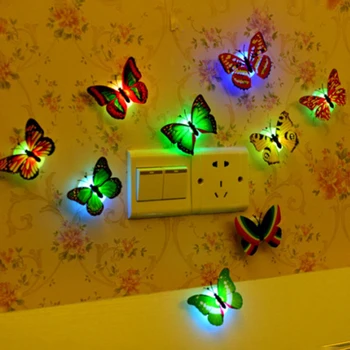 1/2 adet led gece ışığı duvar lambası 3D kelebek renkli ışık doğum günü partisi dekoratif çocuk odası dekorasyon ev Gereçleri