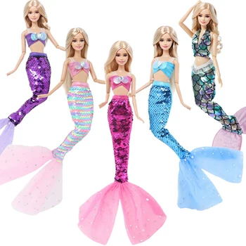 BJDBUS 1 Adet Denizkızı Kuyruğu Elbise Etek Moda Benzer Peri Masalı Parti Cosplay Kıyafet Giysileri barbie bebek DIY bebek oyuncakları