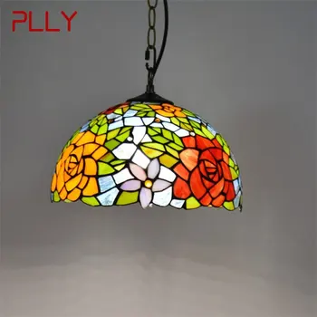 PLLY Tiffany kolye ışık Modern LED renkli lamba armatürleri dekoratif ev oturma yemek odası için