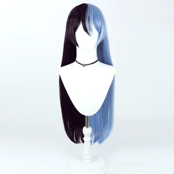 Proje Sekai Renkli sahne Aoyagi Toya Cosplay Peruk 90 cm uzun mavi siyah ısıya dayanıklı sentetik saç Cadılar Bayramı partisi