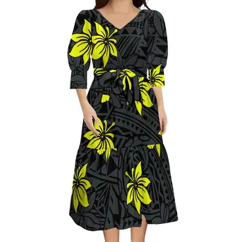 Polinezya kadın Elbise Gevşek Elbise Vintage Tribal Etnik Tarzı Elbise Etek Yaz Serin Kumaş Nefes Etek kadın Elbise