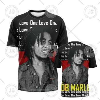 Bob Marley T Shirt erkek Klasik Retro Amerikan Rahat Gevşek Uydurma Yuvarlak Boyun Kısa Kollu Üst Siyah 6xl