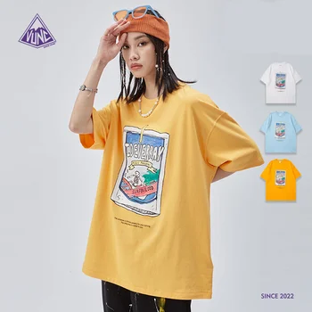 VUNC erkek Giyim / 2022 Yaz Yeni Çin Şık Gençlik Karikatür Baskı Trendi Rahat Pamuklu Moda Marka kısa kollu tişört