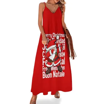 Dabbing Santa Dab Santa Komik Mutlu noel hediyesi Kolsuz Elbise Beachwear kadın yaz elbise abiye lüks 2023