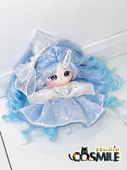 Hiçbir nitelikleri El Yapımı Lolita Külkedisi Düğün Prenses Mavi Elbise Etek Sevimli Peluş 20 cm oyuncak bebek giysileri Giyim Kostüm RM